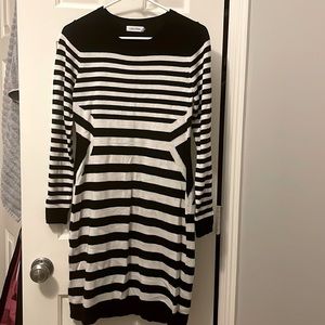 Medium strip black and white sweater dress